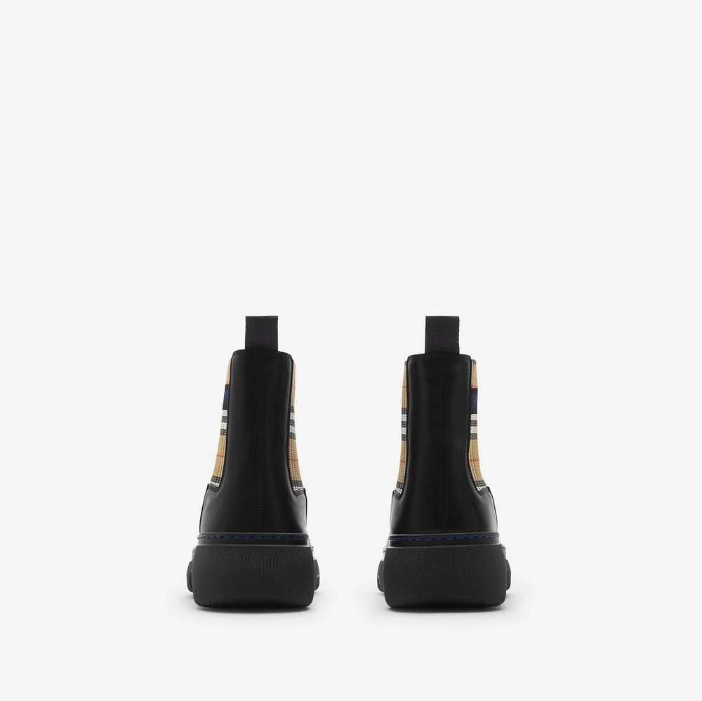 Leather Creeper Low Chelsea Boots in Black/sand - Women | Burberry® Official