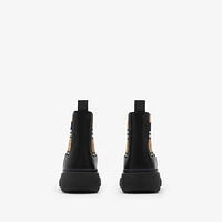 Leather Creeper Low Chelsea Boots in Black/sand - Women | Burberry® Official