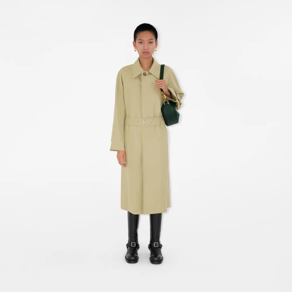 Long Bradford Car Coat in Hunter - Women, Cotton Gabardine | Burberry® Official