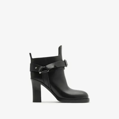 Leather Stirrup Low Boots in Black - Women | Burberry® Official
