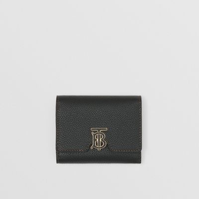 Grainy Leather TB Folding Wallet in Black - Women | Burberry® Official