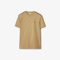 Check Trim Cotton T-shirt in Flax beige - Men | Burberry® Official