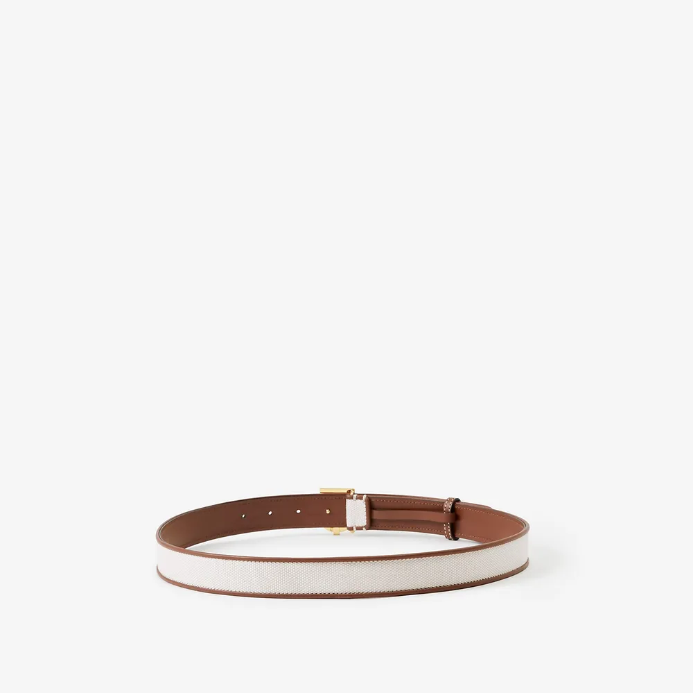 Burberry Canvas and Leather TB Belt in White/tan/gold - Women, Burberry®  Official