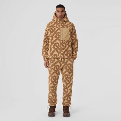 Monogram Fleece Jacquard Hooded Top Soft Fawn - Men | Burberry® Official