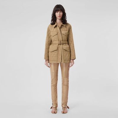Diamond Quilted Nylon Canvas Field Jacket Archive Beige - Women | Burberry® Official