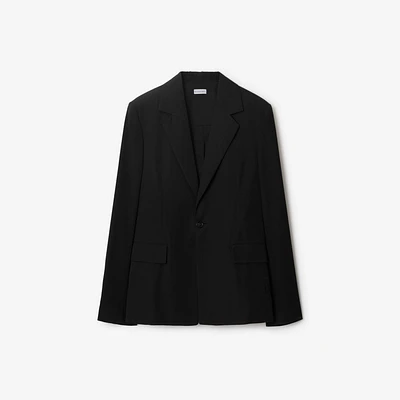 Cotton Blend Tailored Jacket in Black - Men | Burberry® Official