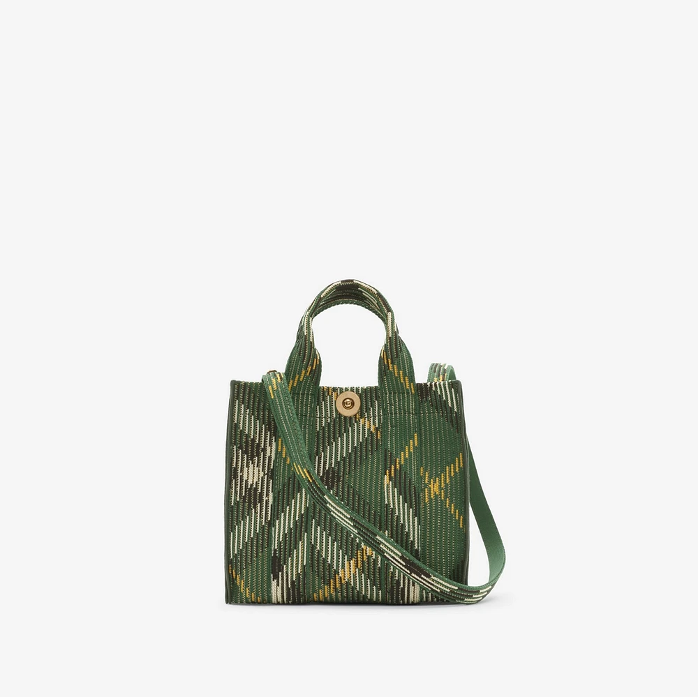 Mini Check Knitted Tote in Ivy - Women | Burberry® Official