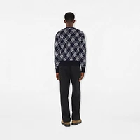 Check Wool Blend Cardigan in Ink blue - Men | Burberry® Official