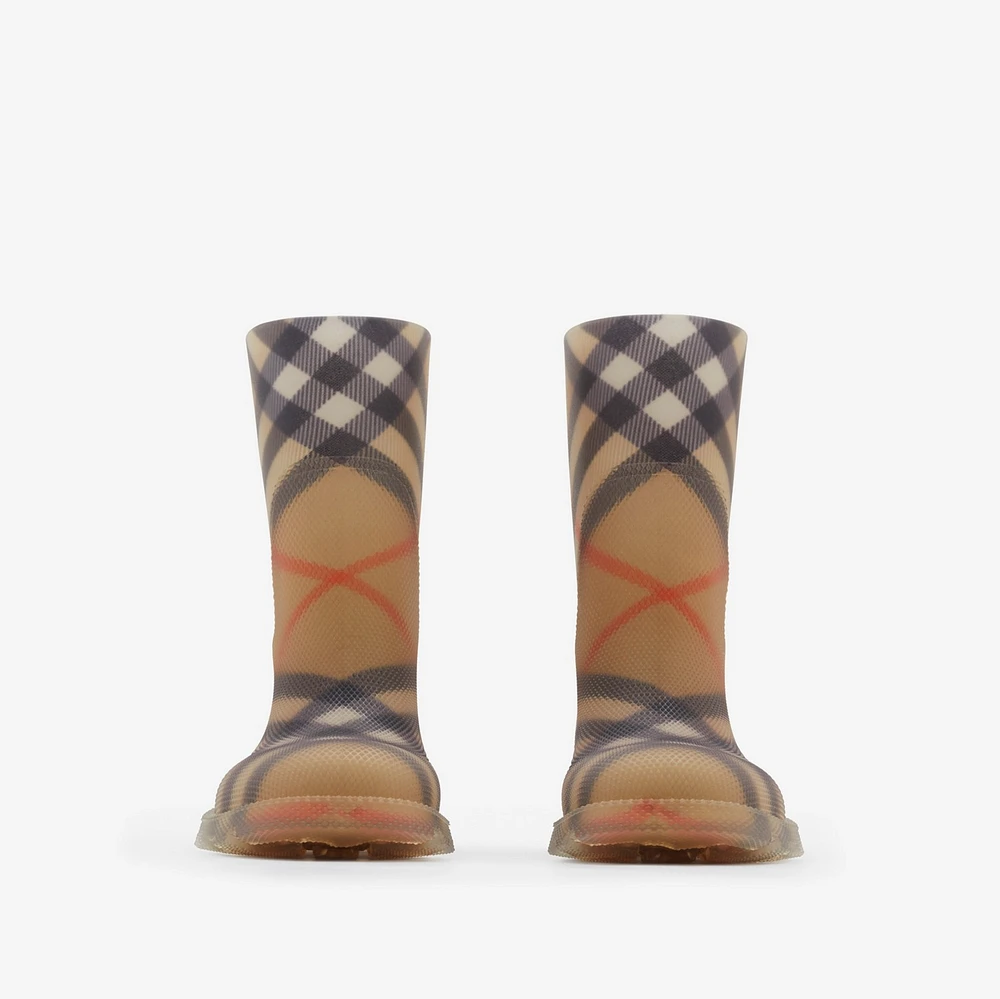 Check Rubber Marsh High Boots in Sand 15/3 Update Tab 1 - Children | Burberry® Official