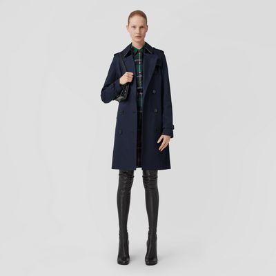 The Mid-length Kensington Heritage Trench Coat Coal Blue - Women | Burberry® Official