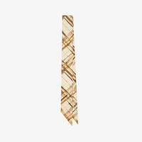 Skinny Reversible Check Silk Scarf in Nutmeg | Burberry® Official