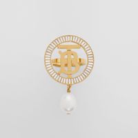 Pearl Detail Gold-plated Monogram Motif Ring Light - Women | Burberry® Official