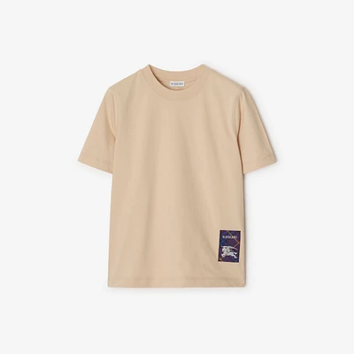 Check Label Cotton T-shirt in Teacup - Women | Burberry® Official