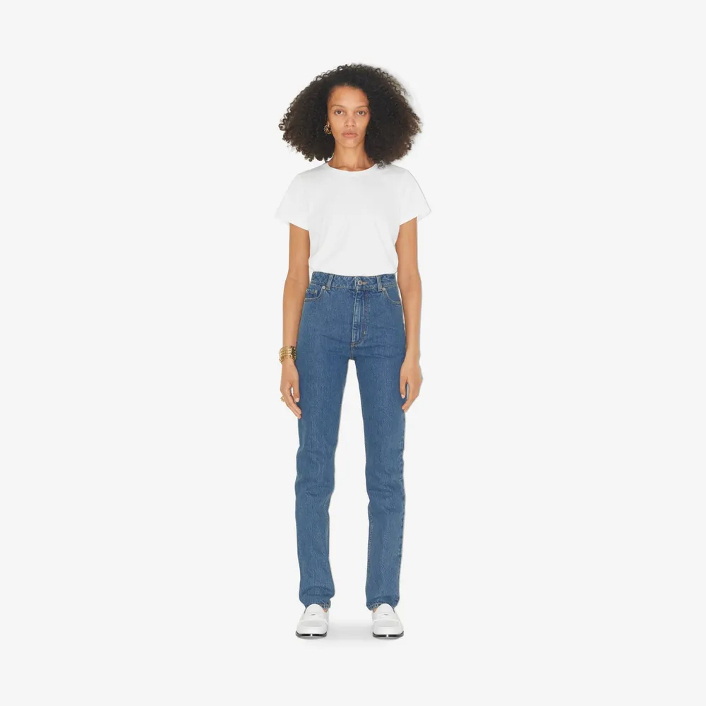Slim Fit Jeans in Classic blue - Women, Cotton | Burberry® Official