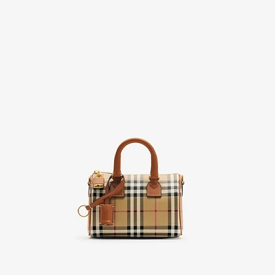 Mini Check Bowling Bag in Archive beige/briar brown - Women | Burberry® Official