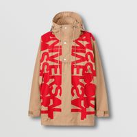 Slogan Print Technical Cotton Hooded Jacket Soft Fawn - Men | Burberry® Official