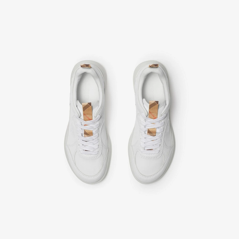 Leather Matrix Sneakers in Optic white - Women | Burberry® Official