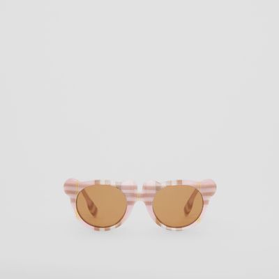 Check Teddy Bear Frame Sunglasses in Pink | Burberry® Official