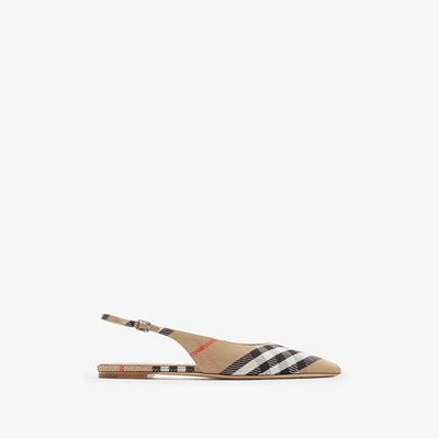 Check Birdie Slingback Flats in Sand - Women, Cotton, Nylon | Burberry® Official