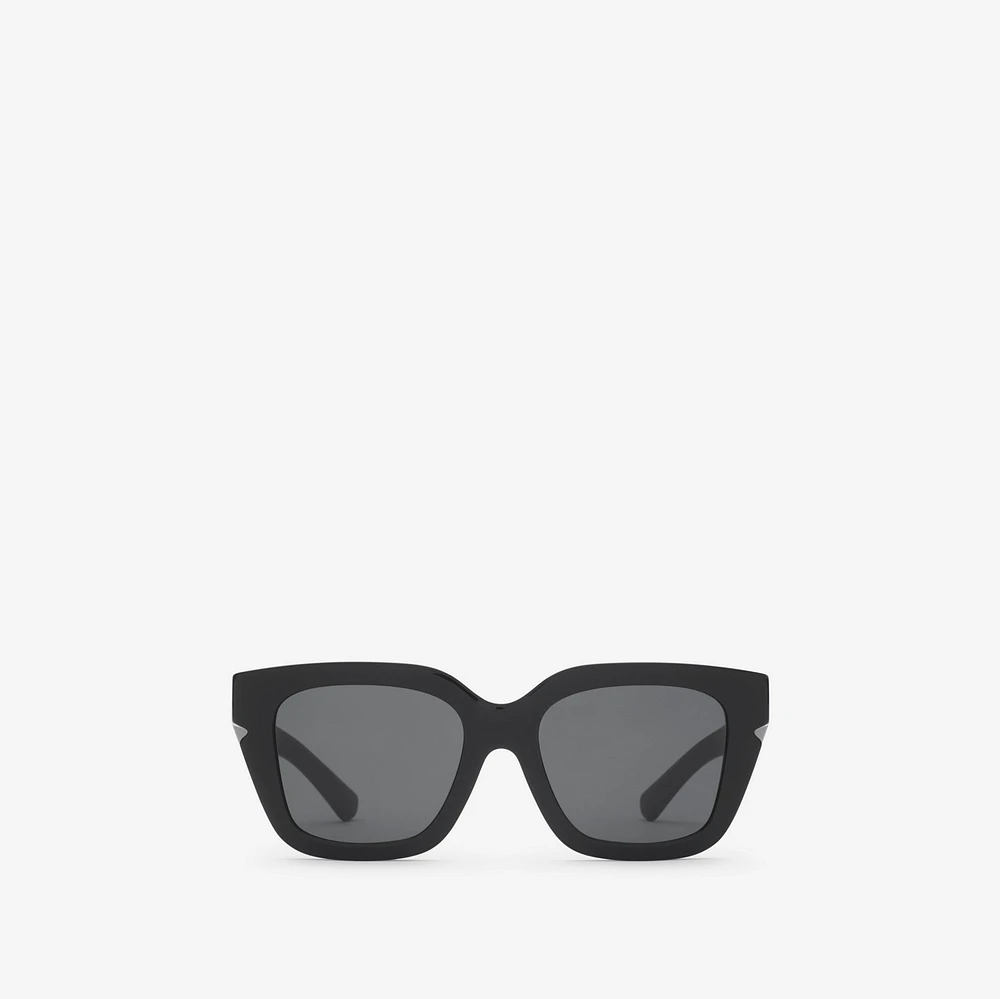 Inlaid Check Square Sunglasses in Black - Women | Burberry® Official