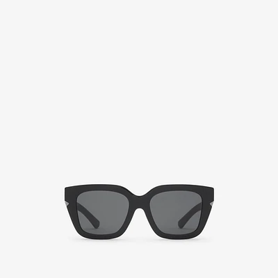 Inlaid Check Square Sunglasses in Black - Women | Burberry® Official