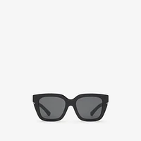 Inlaid Check Square Sunglasses in Black - Women | Burberry® Official
