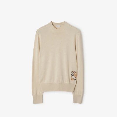 Check Label Wool Sweater in Nutmeg - Men | Burberry® Official