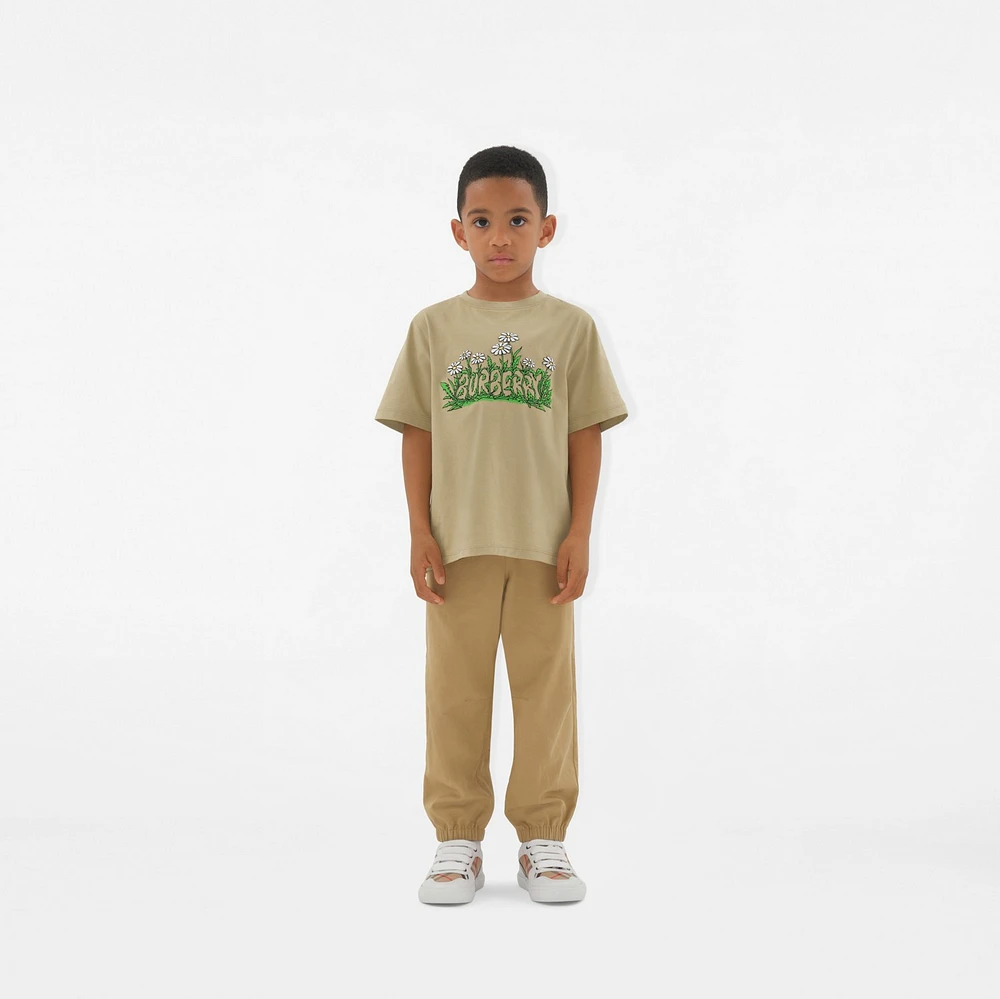 Daisy Logo Cotton T-shirt in Hunter | Burberry® Official