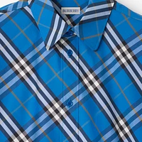 Regular Fit Check Cotton Shirt in Hyacinth - Men | Burberry® Official