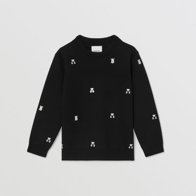Thomas Bear Print Wool Blend Sweater Black | Burberry® Official