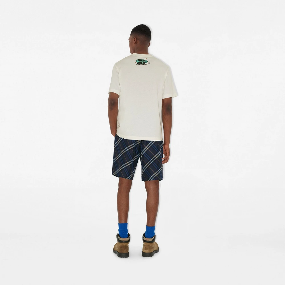 Check Silk Poplin Shorts in Ink blue - Men | Burberry® Official