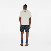Check Silk Poplin Shorts in Ink blue - Men | Burberry® Official