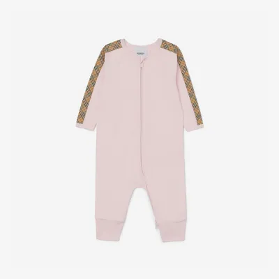 Check Trim Cotton Three-piece Baby Gift Set in Alabaster pink - Children | Burberry® Official