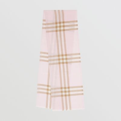 Lightweight Check Wool Silk Scarf in Alabaster | Burberry® Official