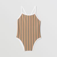 Icon Stripe Nylon Swimsuit Archive Beige