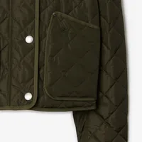 Cropped Quilted Nylon Jacket in Dark military khaki - Women | Burberry® Official