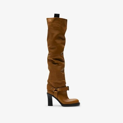 Leather Soft Stirrup Boots in Hazel - Women | Burberry® Official