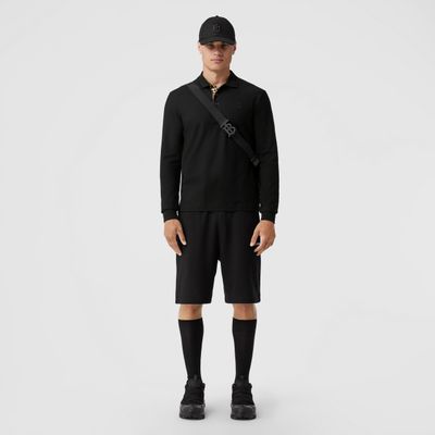 Long-sleeve Monogram Motif Cotton Polo Shirt Black - Men | Burberry® Official