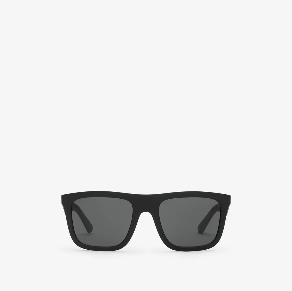 Embossed Check Square Sunglasses in Black - Men | Burberry® Official