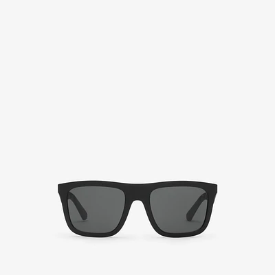 Embossed Check Square Sunglasses in Black - Men | Burberry® Official