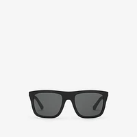 Embossed Check Square Sunglasses in Black - Men | Burberry® Official