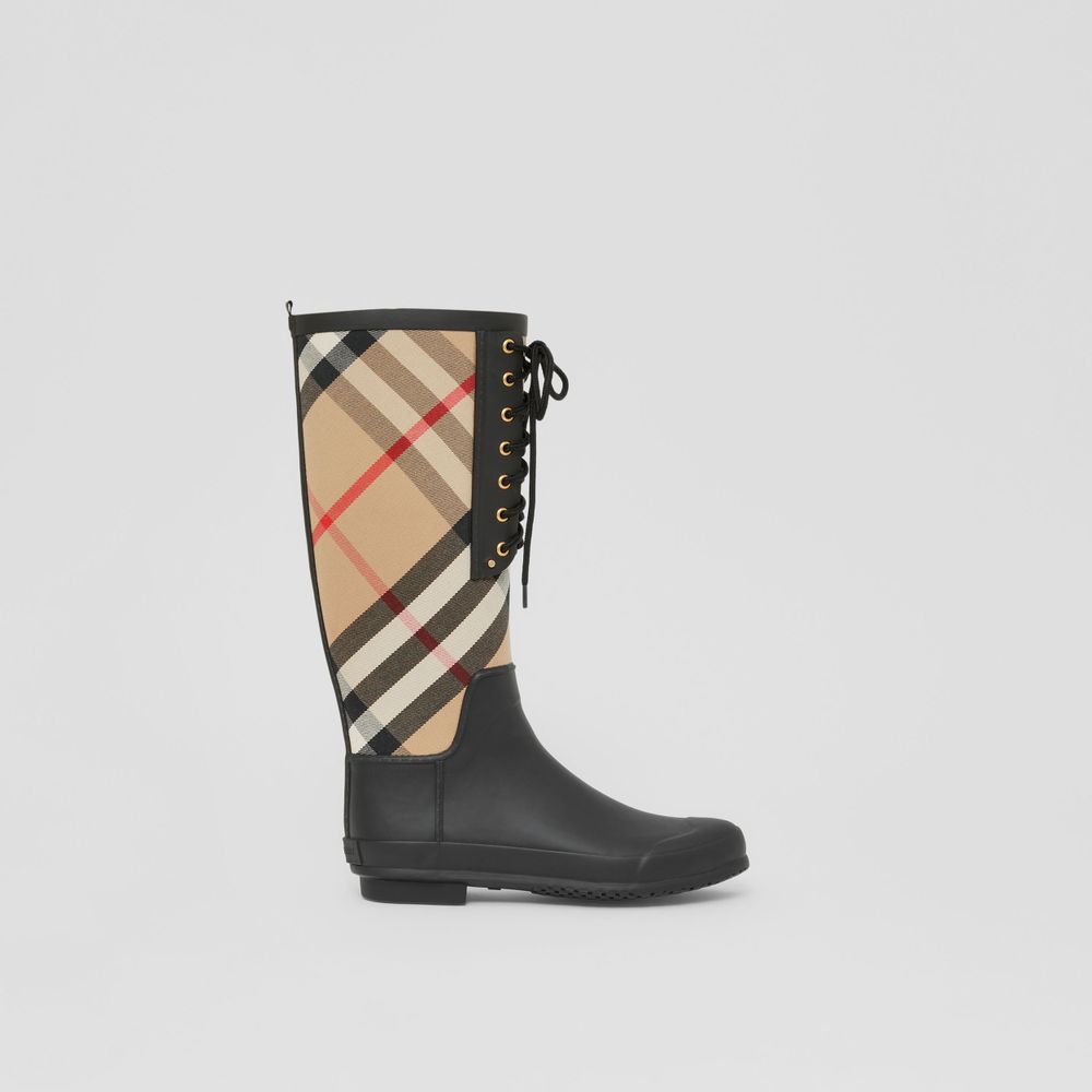 mulighed underjordisk tak skal du have Burberry House Check Panel Rubber Rain Boots Archive Beige - Women |  Burberry® Official | Mall of America®