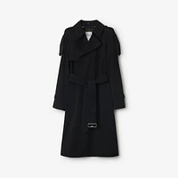 Long Detachable Collar Gabardine Trench Coat in Black - Women, Cotton | Burberry® Official