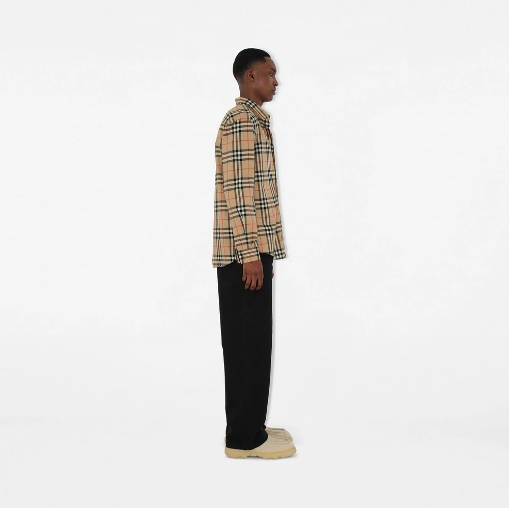 Check Cotton Shirt in Archive beige