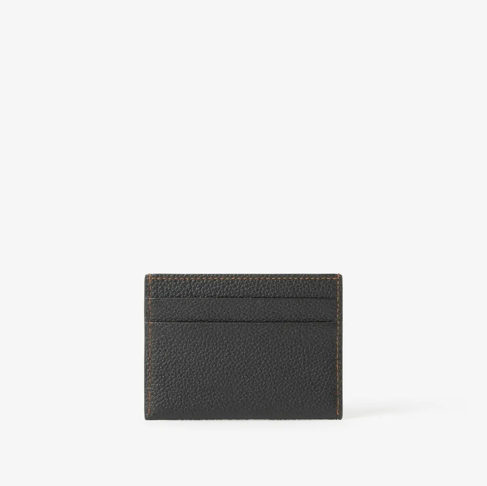 Burberry Grainy Leather TB Zip Card Case Black