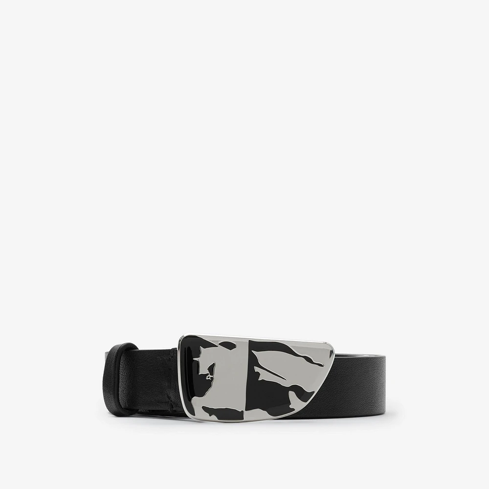 Thin Leather Shield EKD Belt in Black - Men | Burberry® Official