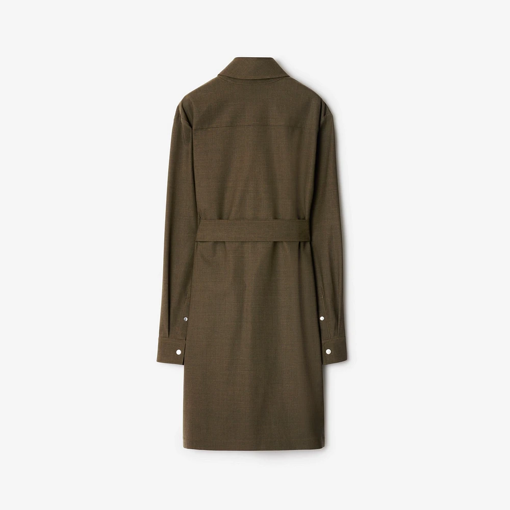 Stretch Wool Dress in Kindle melange - Women, Nylon | Burberry® Official