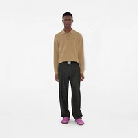 Long-sleeve Cashmere Blend Polo Shirt in Flax beige - Men | Burberry® Official
