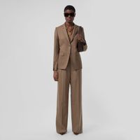 Wool Wide-leg Trousers Deep Taupe - Women | Burberry® Official
