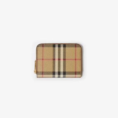 Small Check Zip Wallet in Archive beige/briar brown - Women | Burberry® Official